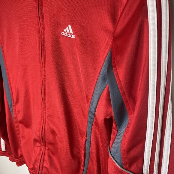 Adidas Womens Three Stripe Athletic Track Jacket Red Sz M - Picture 5 of 12